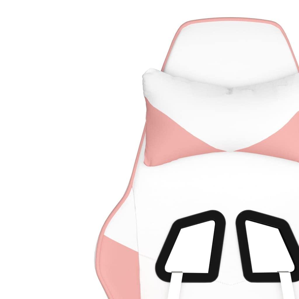 GOLINPEILO GOLINPEILO Massage Gaming Chair with Footrest,Faux Leather Computer Game Chair,Massage Office Chair,Ergonomic Desk Chair PC Gaming Chair for Adults Teens(White&Pink)