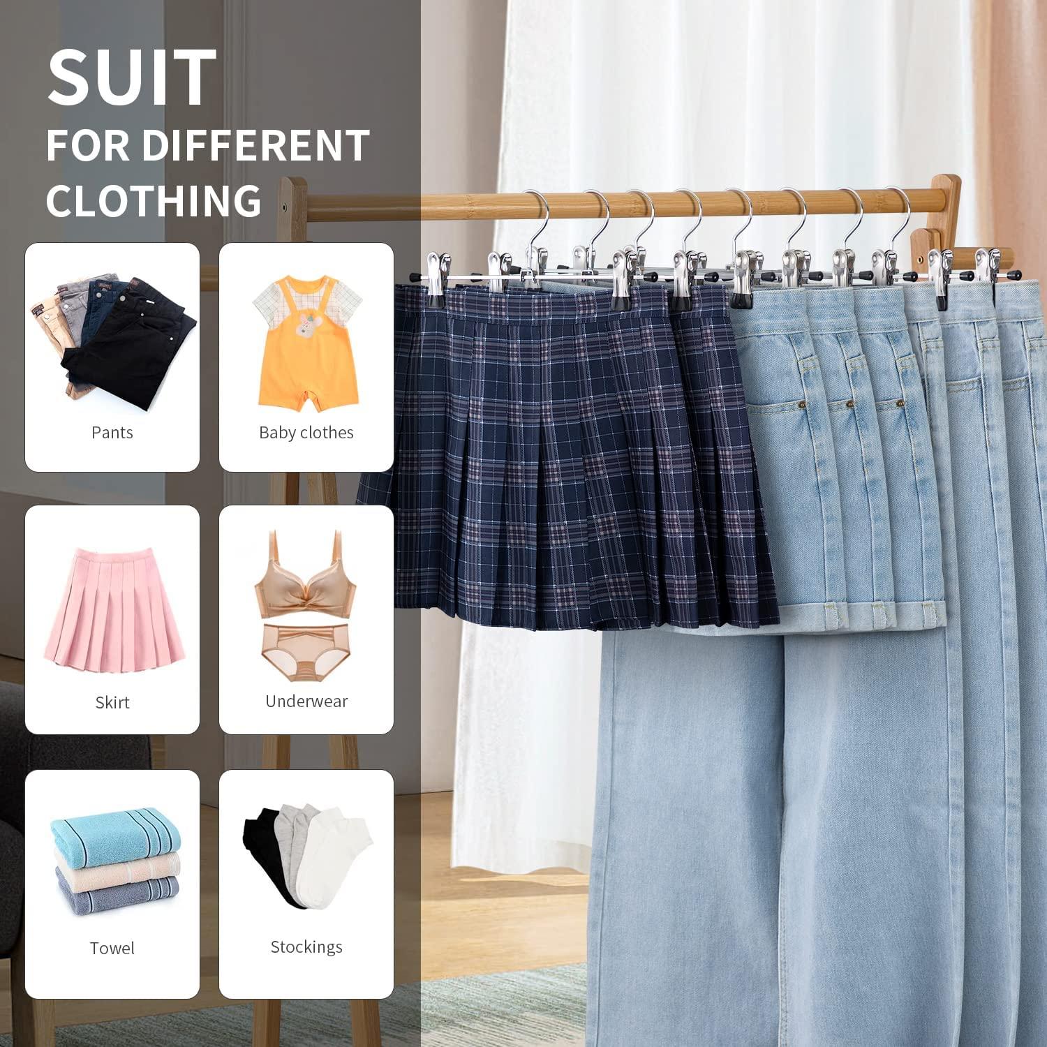 CIMLORD Cimlord 30 Pack Pants Hangers with Clips Skirt Hangers for Women Shorts Hangers Heavy Duty Metal Clothes Hanger for Closet Space Saving Non Slip Trousers Hanger Jeans Hanger for Men,Black,14 Inch