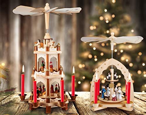 BRUBAKER BRUBAKER Wooden Christmas Pyramid - 18 Inches - 3 Tier Carousel - Nativity Play