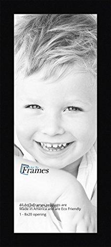 ArtToFrames ArtToFrames 8x20 Inch Black Picture Frame, This 1.25" Custom Poster Frame is Smooth Black, for Your Art or Photos - Comes with Regular Glass, WOMCF-105-048C-8x20