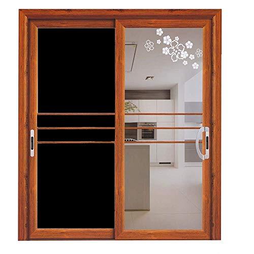 FILMGOO Total Blackout Window Privacy Film Day and Night 100% Light Blocking Static Cling Room Darkening Window Tint Black Door Stickers for Home Office, No Glue Anti-UV (Frosted-Black, 17.5 Inch x 7.8 Feet)