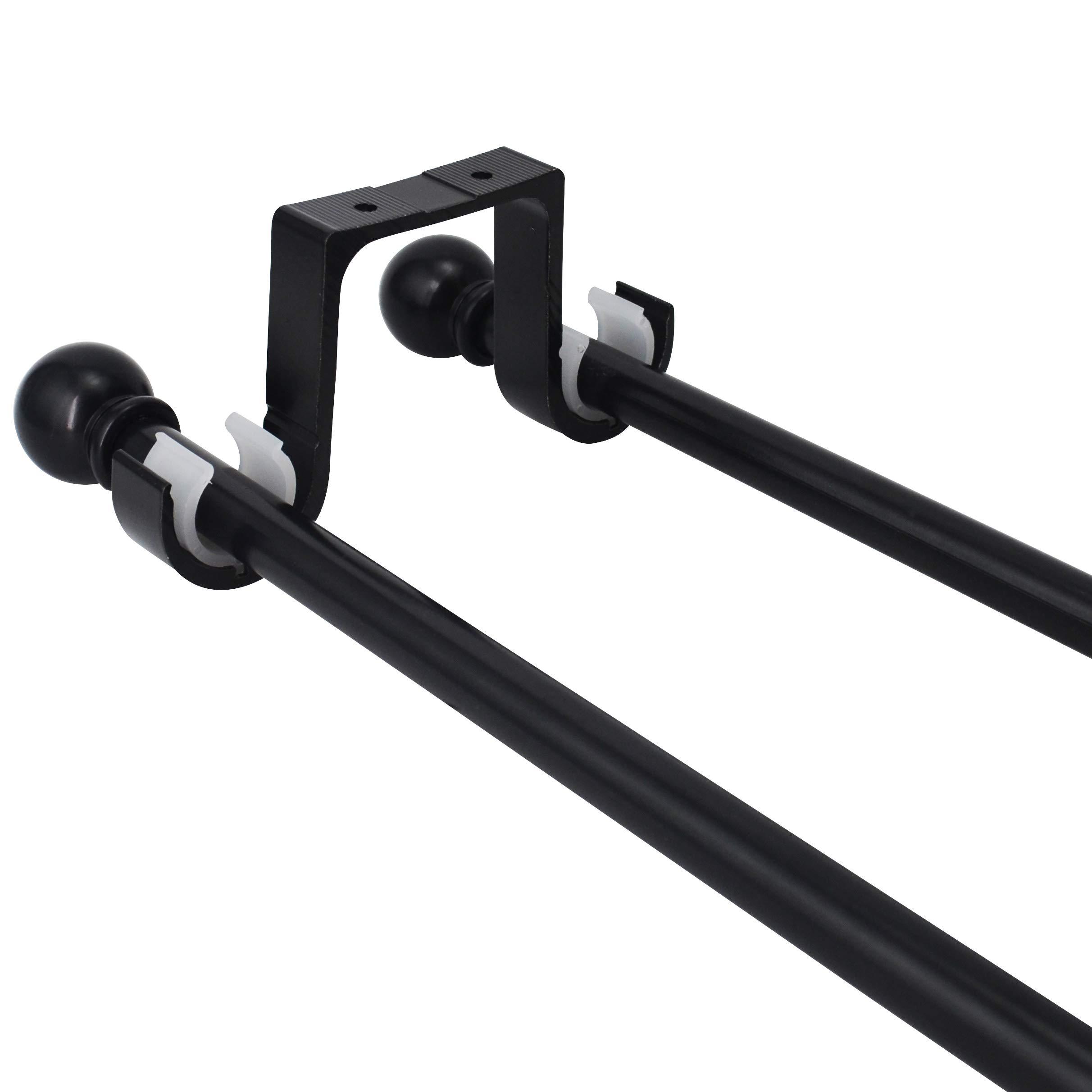 AddGrace Curtain Rod Brackets 4 Pcs - Aluminum Alloy Ceiling Mounted Double Curtain Rod Brackets Black