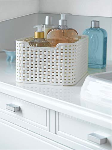 Curver CURVER Style Rattan Effect Kitchen, Living room, Bathroom, Bedroom, Utility Small Rectangular Storage Basket 6 Litres - White