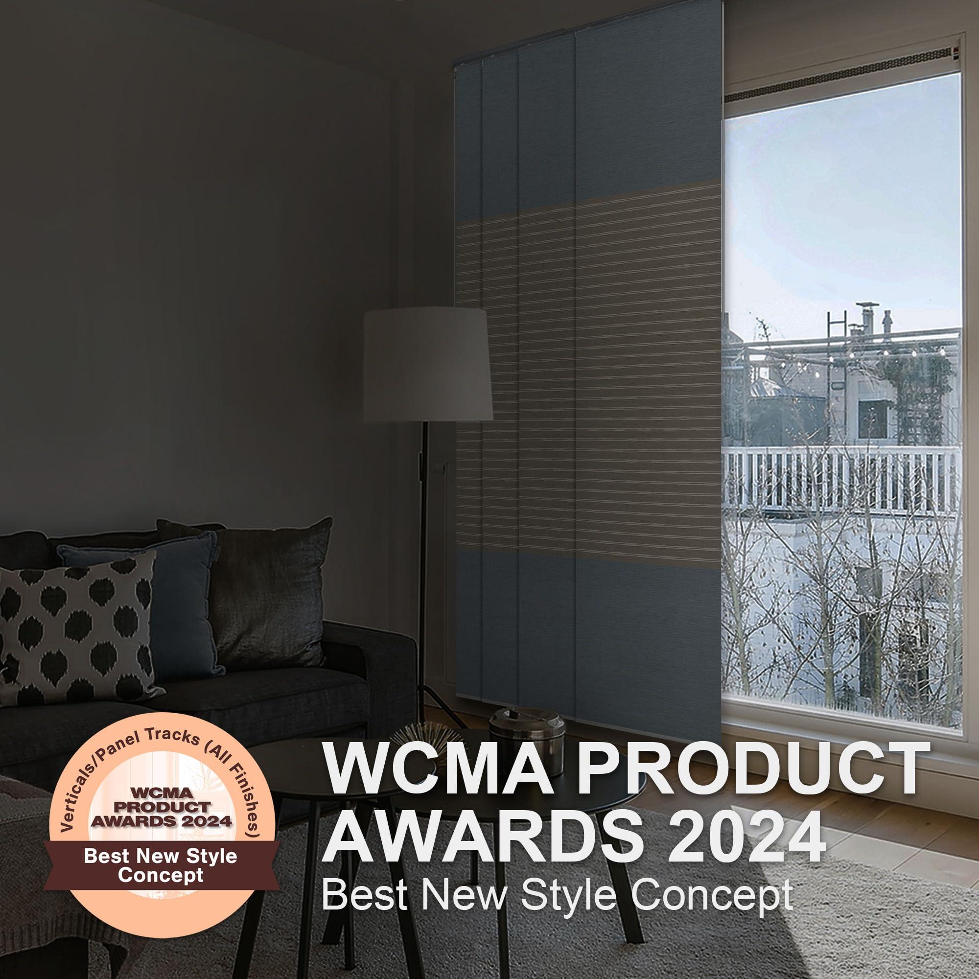 GoDear Design GoDear Design 99.99% Blackout Adjustable Sliding Vertical Blinds 45.8"- 86" W x 96" H, Extendable Window Blinds for Sliding Glass Doors Patio Doors, Trimmable Panel Curtains, Denim Stitch