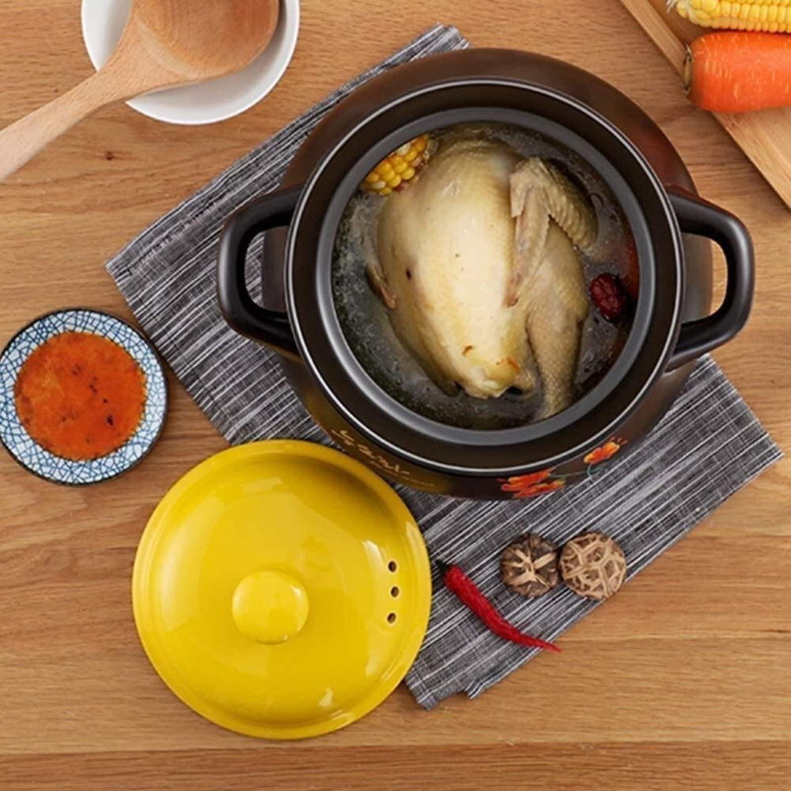 ZJXDPBF Casserole With lid, Cast Iron Pot with Lid, Non-Stick Cooking Pan, Casserole, Enameled Cast Iron Casserole Dish with Lid, Clay Casserole Pot Terracotta Stew Pot Clay Cooking Pot