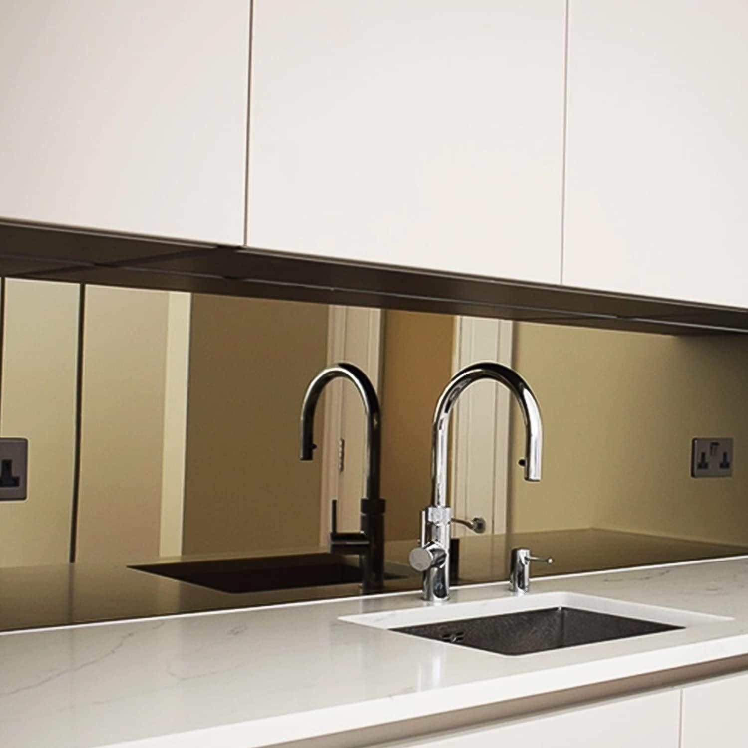 Fab Glass and Mirror Fab Glass and Mirror Cut to Size Mirror Panels - 1/4" Thick Pencil Edge Bronze Mirror Custom Size, Frameless Full-Length Mirror for Bedroom, Wardrobe Doors, Table Cover