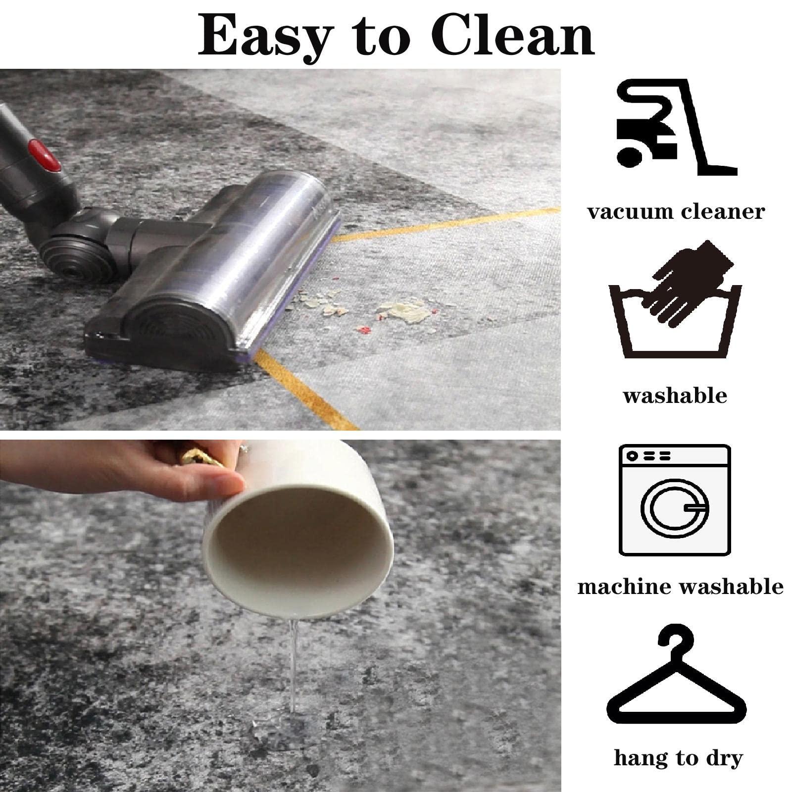 HomeLoft Basics Marble Blue Gray Wave Pattern Area Rugs, Luxury Gold Lines Indoor Throw Rug, Machine Washable Fade Resistant Printed Soft Anti-Slip Rug for Kitchen Girls Boys Nursery Living Room, 6x8ft