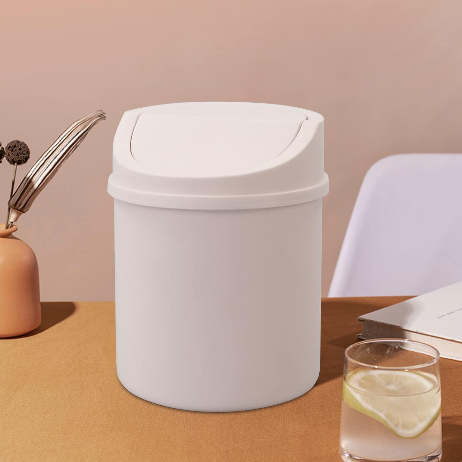 Lesbin Lesbin 2 L Plastic Mini Desktop Trash Can with Swing Lid, Tiny Swing Top Garbage Can, Pink