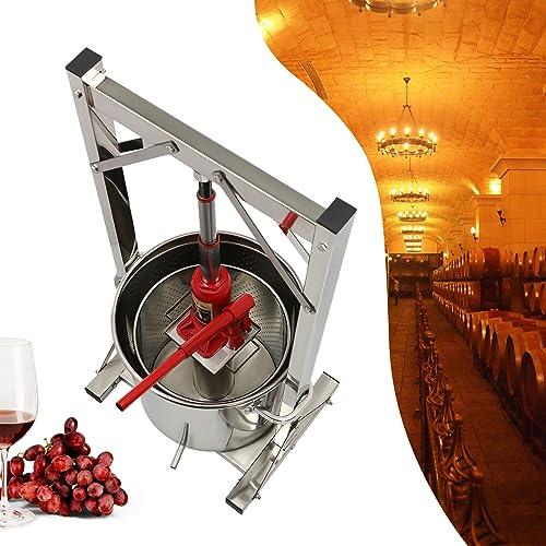 Gagalayong Gagalayong 22L Fruit Wine Press, Stainless Steel Cider Press with Hydraulic for Cider, Grape Wine Making Supplies and Equipment (Red) (red)