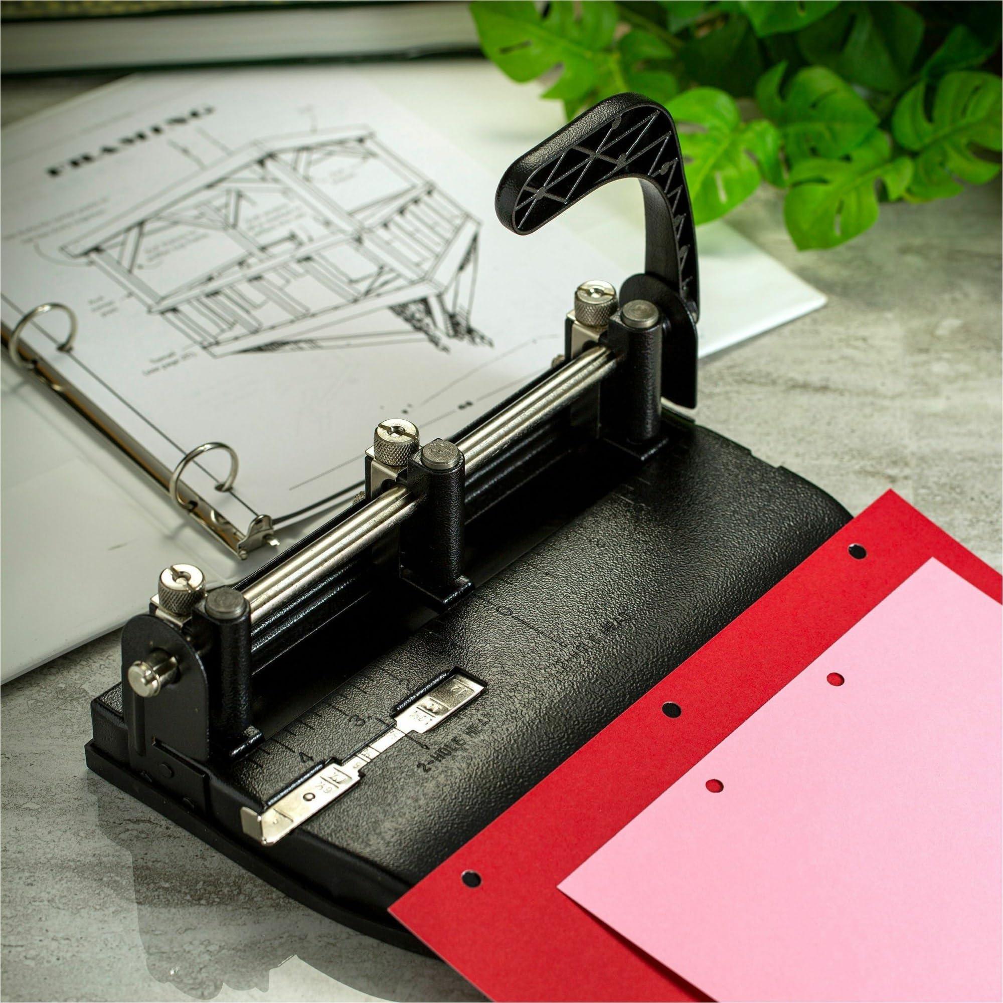 Officemate Officemate Heavy Duty Adjustable 2-3 Hole Punch with Lever Handle, 32-Sheet Capacity, Black (90078)