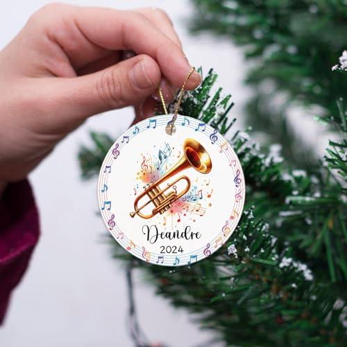 Wixxby Trombone Musician Instrument Christmas Keepsake, Personalized Trombone Ornament Christmas 2024, Custom Name Trombone Lover Ornament Xmas Tree, Trombone Ornament Gift for Trombone Player Music Teacher