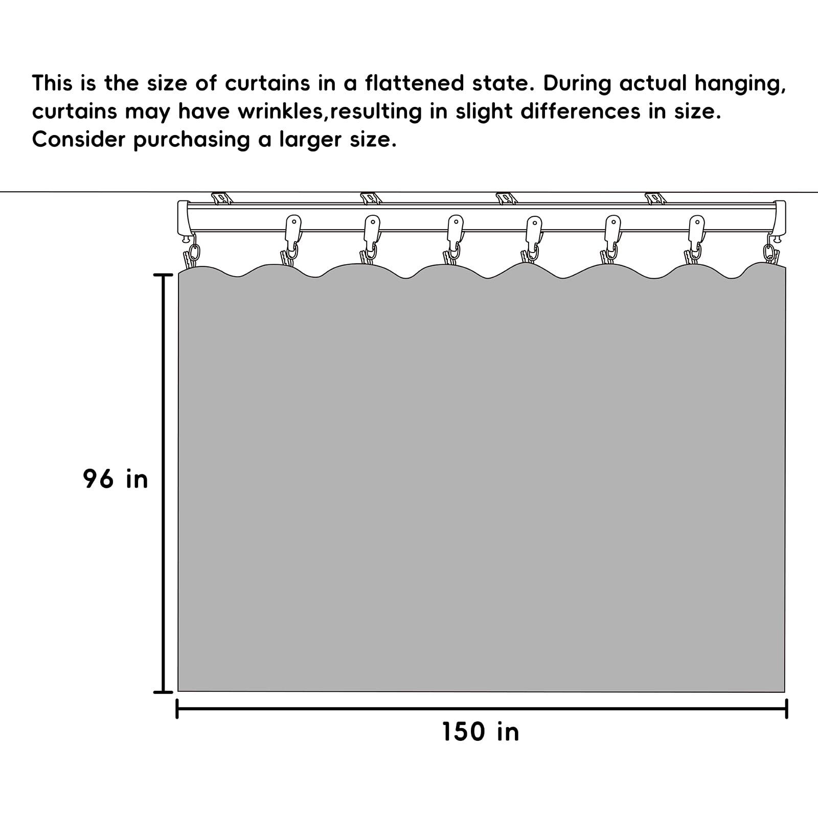 hoeflife Hoeflife Room Divider Curtains, Blackout Ceiling Track Curtains with Hook Sound Proof Floor Curtains Perfect for Ceiling Mount Curtain Tracks Wall Divider for Room Separation(Black, W150 x H96)