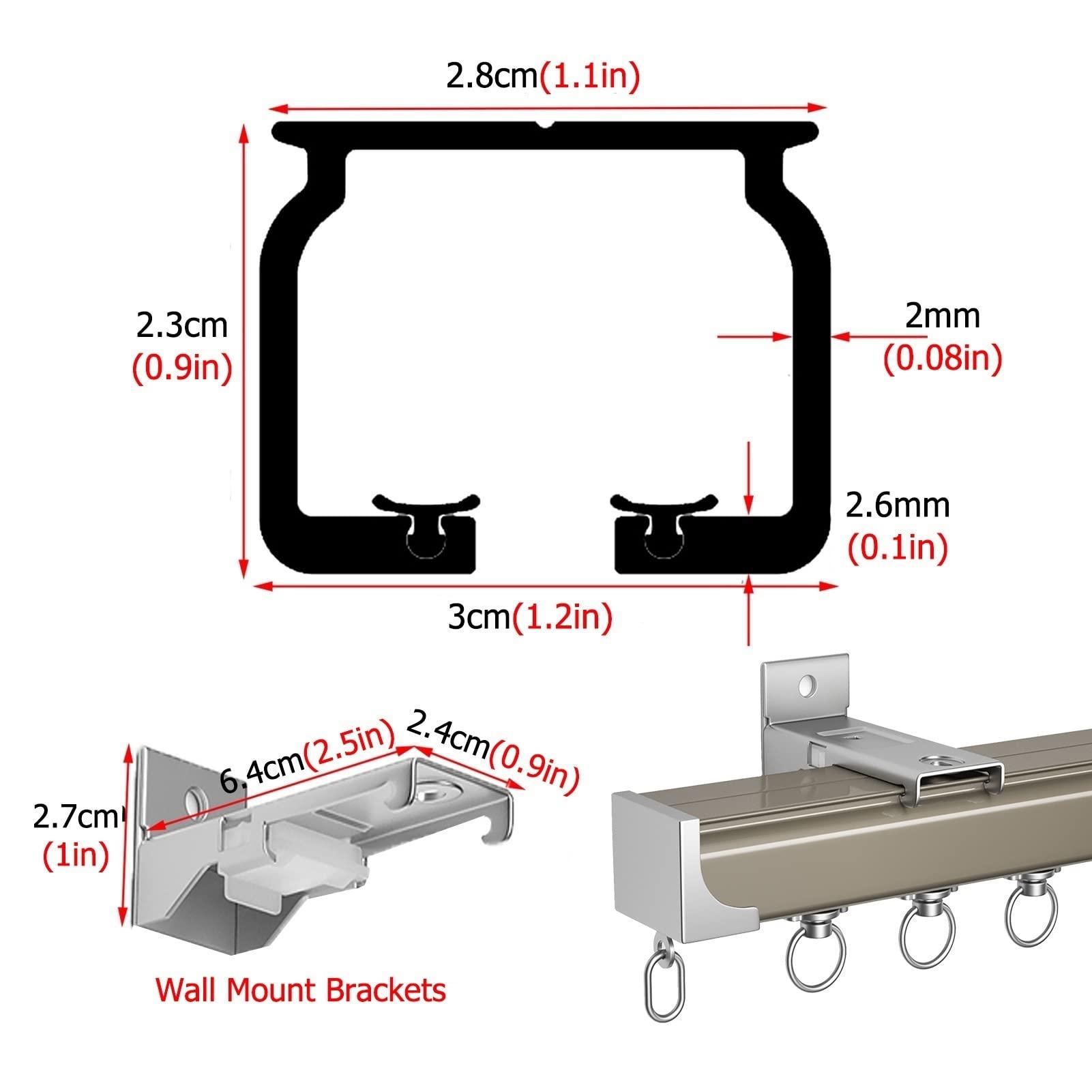 LZMZMQ Heavy Duty Straight Rail Curtain Track, Home/Office Room Divider Curtain Rod - Aluminum Alloy, 3/6/9/13/16/26/32/49 ft Long, Wall/Ceiling Mount, Coffee Color