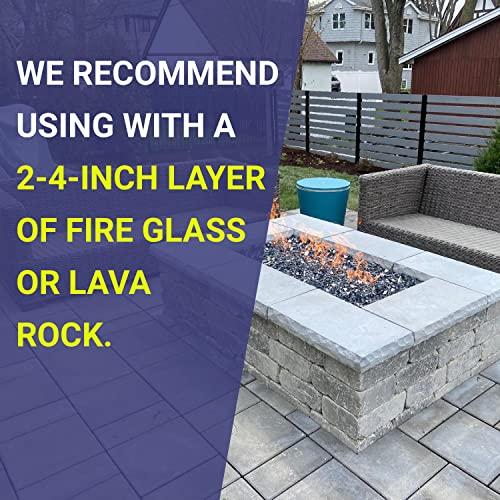 American Fireglass American Fire Glass H-Burner Kit for Natural Gas, 30\" x 6\" | Stainless Steel for Indoor & Outdoor use in Natural Gas Fire Pit or Fireplace | Non-Whistle, Flexible Flex Gas Line
