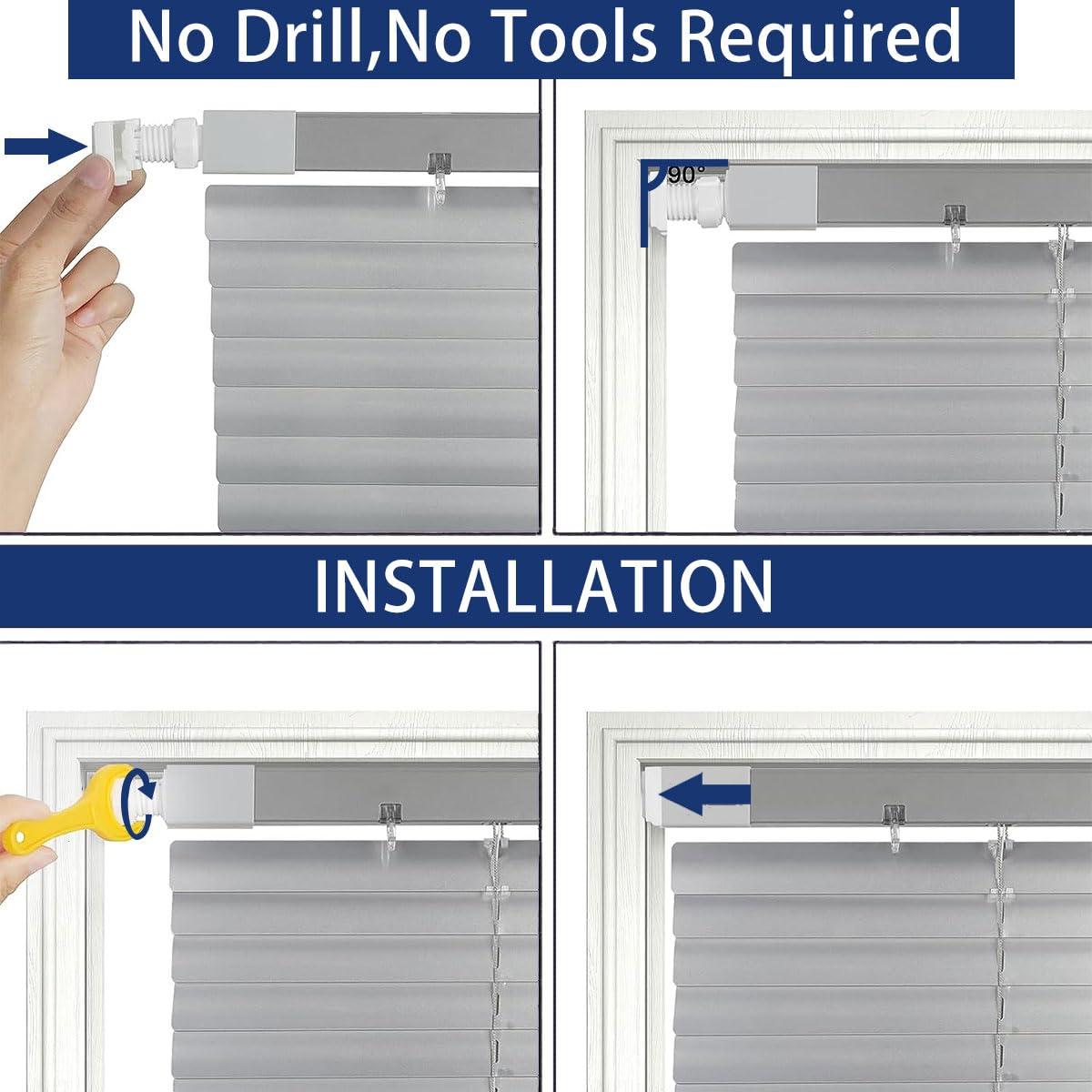 Amingrui Horizontal Window Blinds -No Drill Cordless, Light Filtering 1'' Shades for Windows, Easy-Install White Aluminum Blinds. Good for Kitchen, Bathroom, Bedroom-52 1/2"W x 70"H,Custom Size (Wide 12"~60")