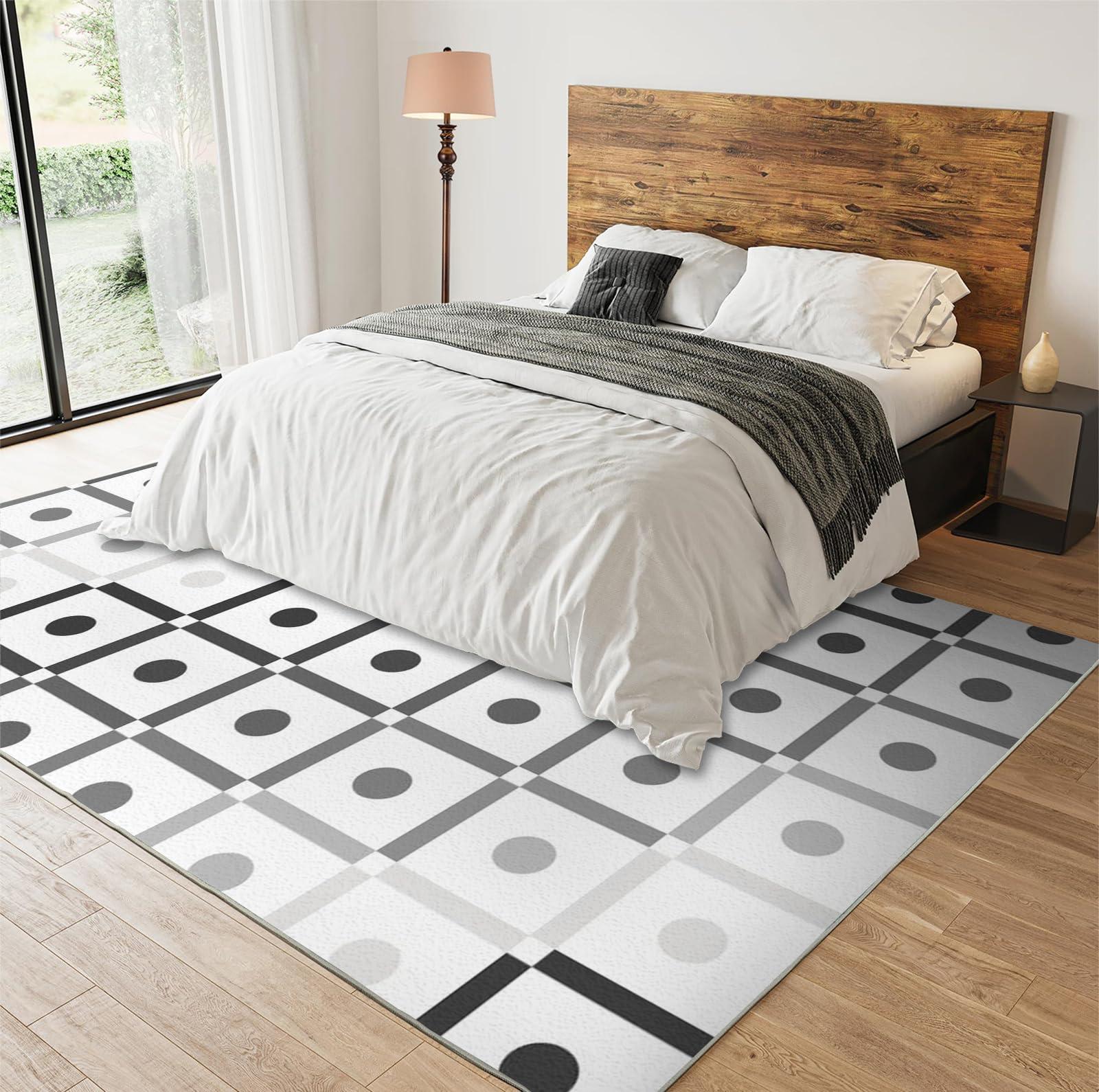 BUPEKEQ BUPEKEQ Classroom Rug 8x10 Bohemian Lines Living Room Rug, Gradients Geometric Plaid Retro Rug, Front Door Decor Rug Machine Washable Non Shedding Non Slip Low Pile for High-Traffic Living Room