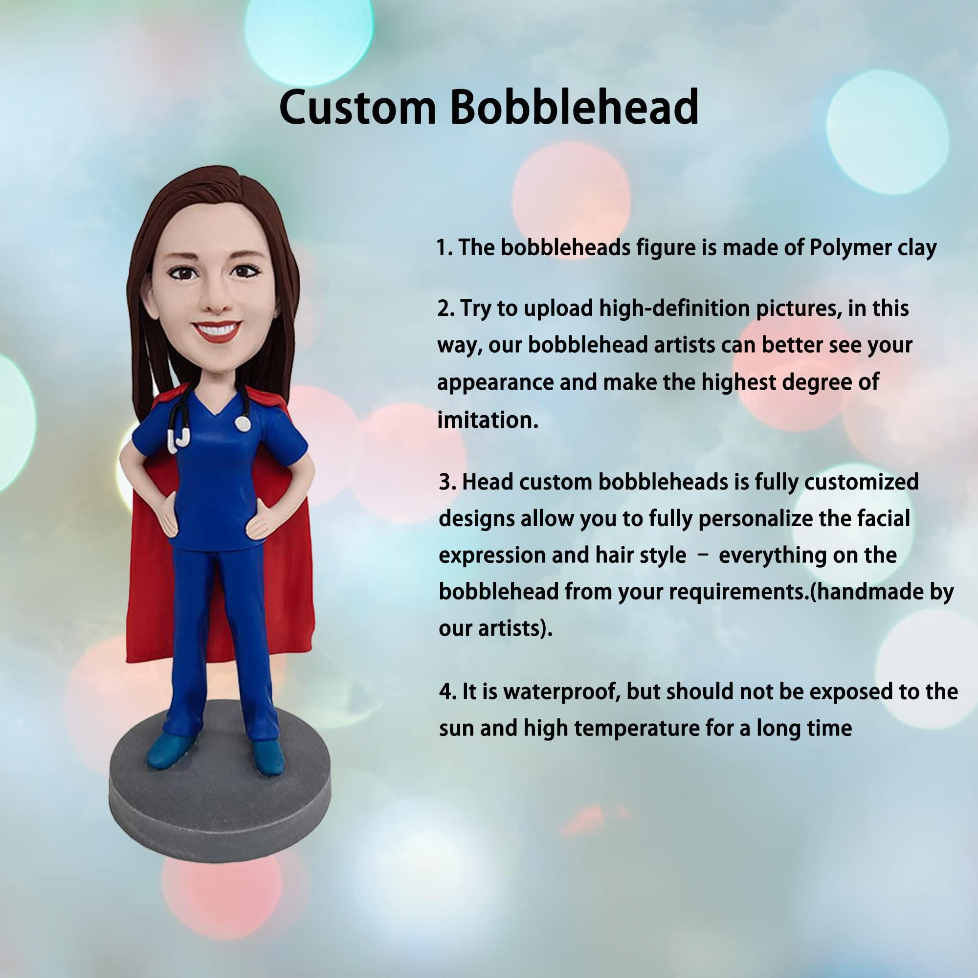 mydedor mydedor Custom Bobble-Heads Figurine Customized Doll, Female Nurse Dress Custom Bobble Head, Bobble Head Figures Handmade Personalized Sculpture Gift for Women