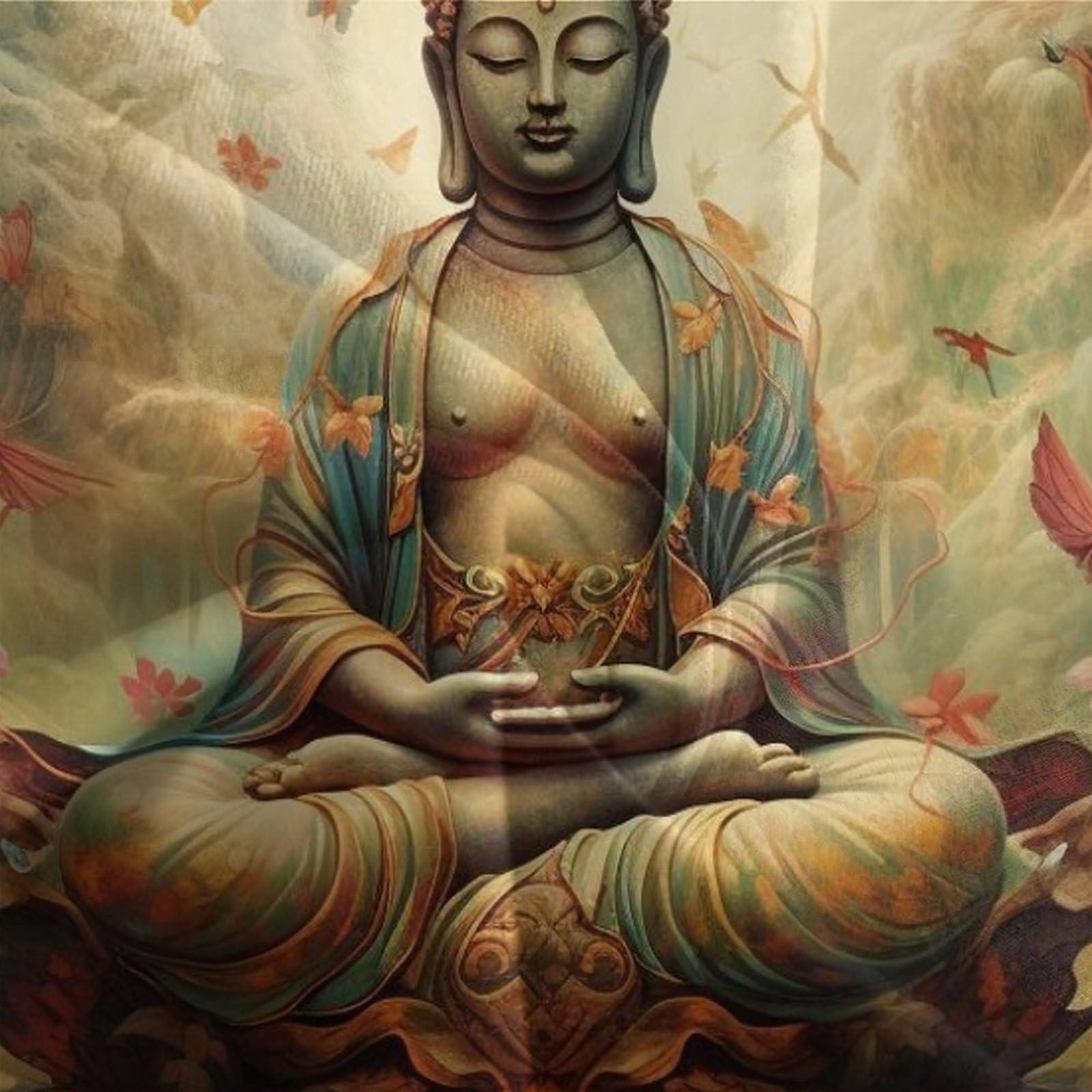 BUKISA BUKISA 3D Pattern Art Style Comforter Cover, Soft and Delipussycate Buddha Duvet Cover with Pillowcase, Cozy 3 Pieces Bed Set, Luxe Full203x228cm Bedding Set, for Kids Teens and Adults Bedroom