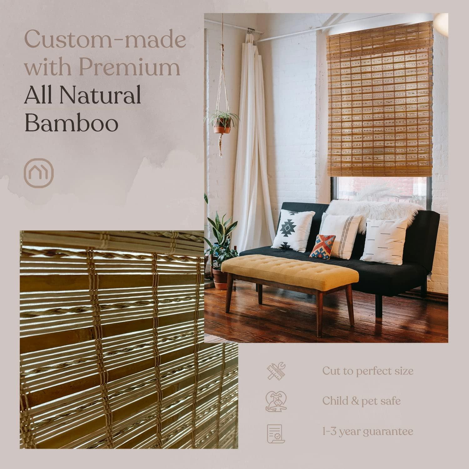 Mood MOOD Custom Bamboo Shades | Twirl | Top Down Bottom Up Cordless | Natural Woven Wood Roman Shades for Windows | Maple Twirl (Sheer) | 28" W x 60" H