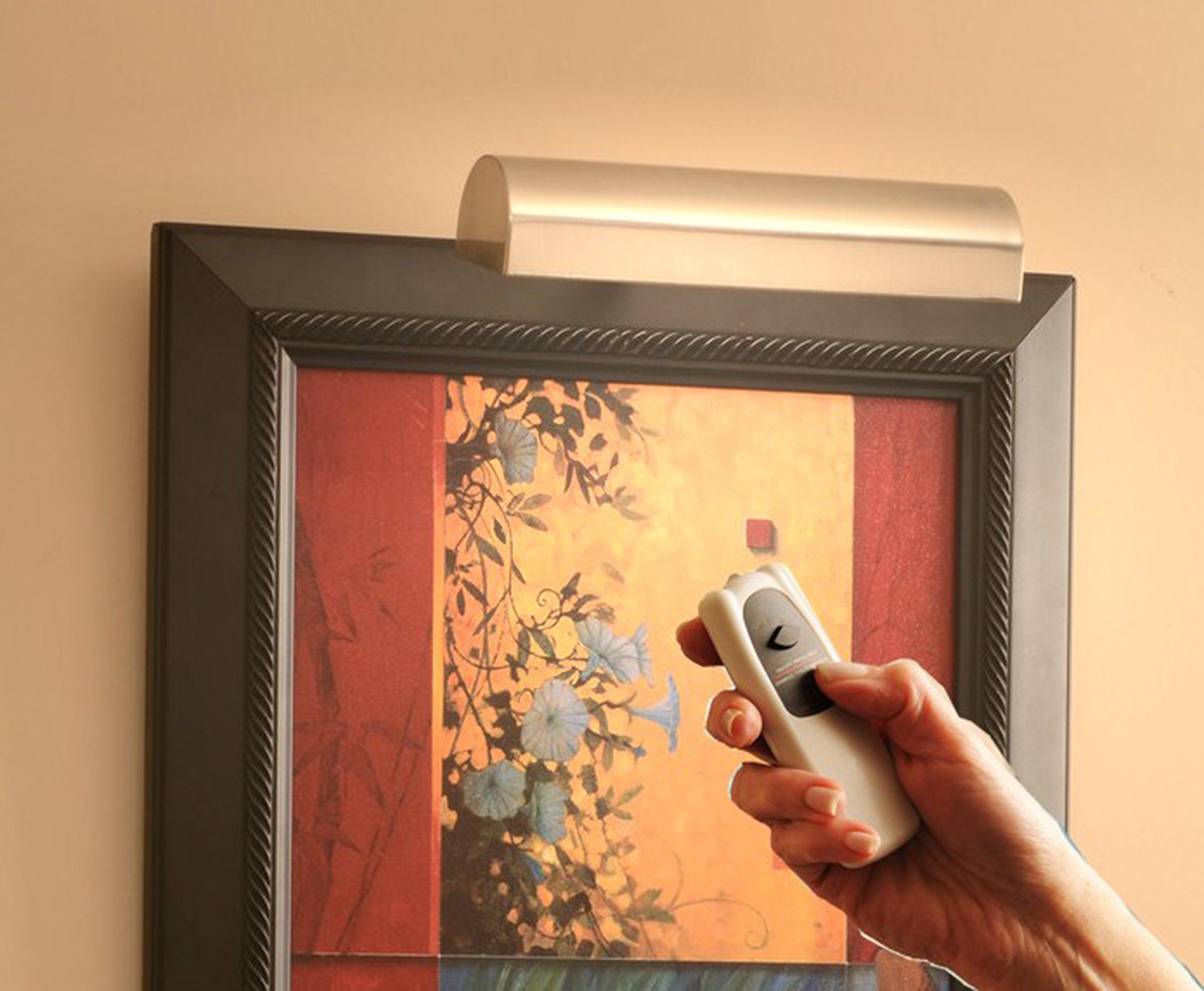 Mini LED Picture Lamp Antique Brass Cordless LED Picture Light 7 Wide with Remote Control and dimmer Switch