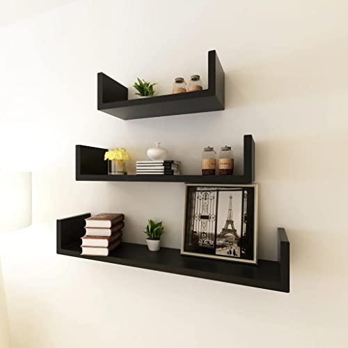 vidaXL vidaXL Wall Shelves 3 Pcs, Floating Shelves, Display Shelves, Wall Mounted Shelves for Book DVD Photo Frame Trophy Display, Scandinavian, Black