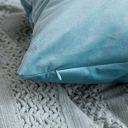 MIULEE MIULEE Velvet Soft Soild Decorative Square Throw Pillow Cover Cushion Case for Sofa Bedroom Car 18 x 18 Inch 45 x 45 cm Aqua Green