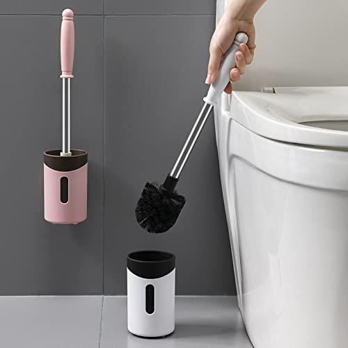IURDSGIEOOOEWSU Toilet Brush Household Long Handle Toilet Brush Full Angle Decontamination Soft Brush Household Toilet Brush Suit Bathroom Toilet Brush Holder (B) (A)