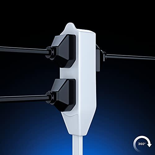 Maximm Maximm Cable 4 Ft 360 Rotating Flat Plug Extension Cord/Wire, 16 AWG Multi 3 Outlet Extension Wire, 3 Prong Grounded Wire - White - UL Certified