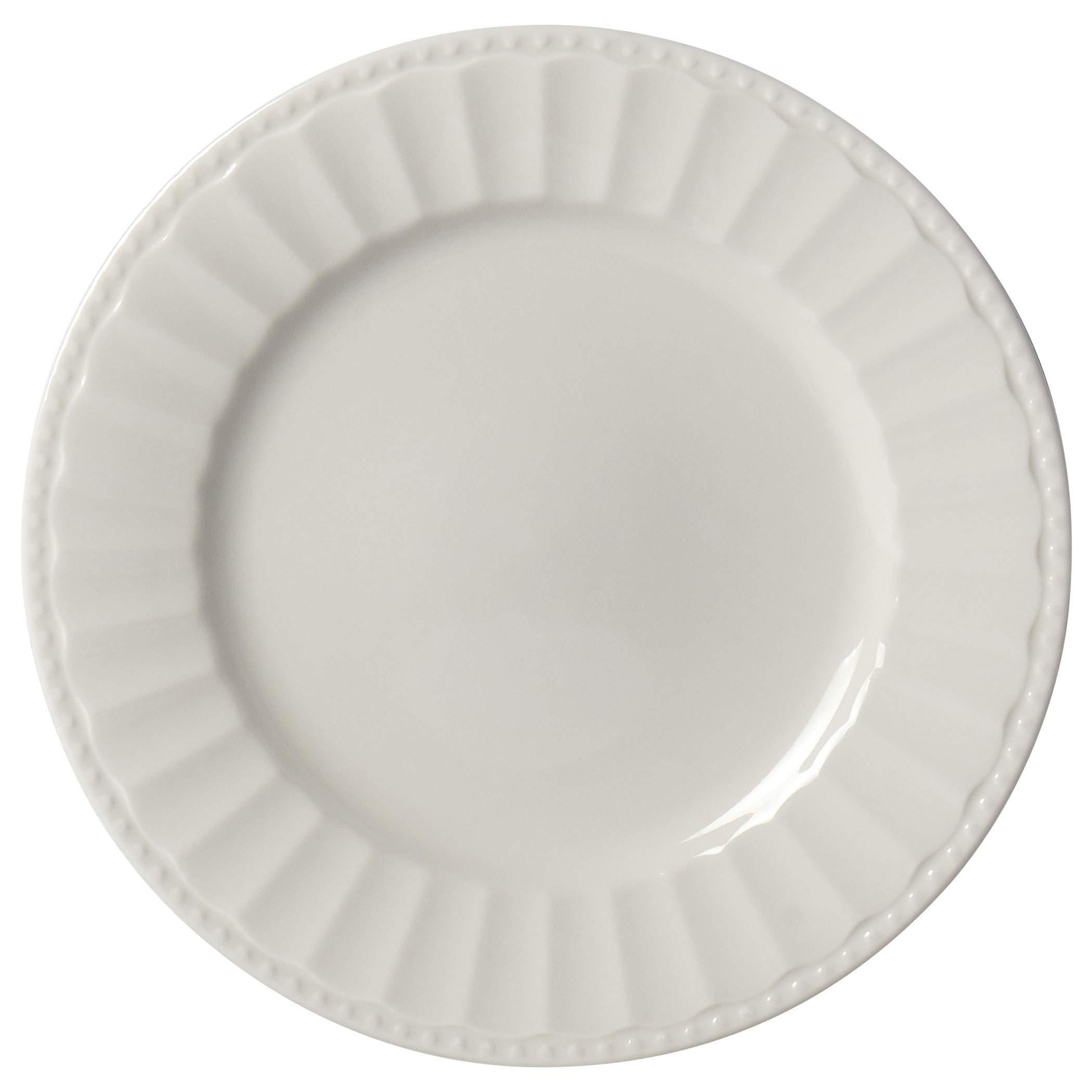 TTU Tabletops Gallery Embossed Bone White Porcelain Round Dinnerware Collection- Chip Resistant Scratch Resistant, Mosaico 12 Piece Dinnerware Set (Dinner Plate, Salad Plate, Cereal Bowl)