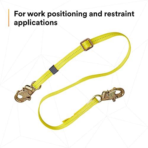3M 3M DBI-SALA 1231016 Web Adjustable Positioning Lanyard, 6\', 3/4\" Snap Hooks, Yellow