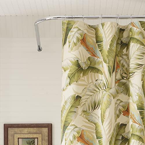 Tommy Bahama Tommy Bahama - Fabric Shower Curtain, Stylish Striped Bathroom Decor, Hook Holes Top (Palmiers Green, 72\" x 72\")
