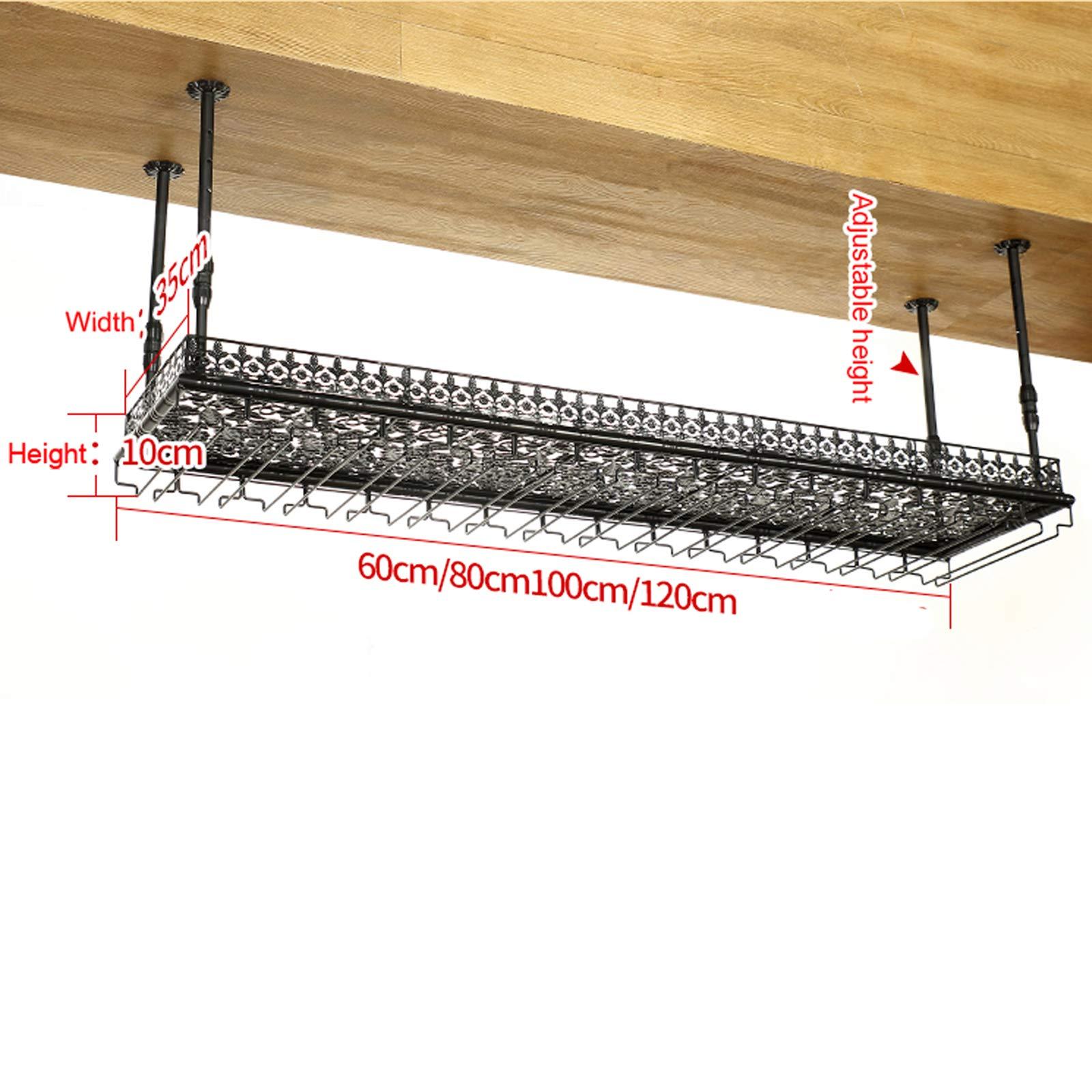 AZMANI AZMANI Wine Racks Adjustable Height Industrial Wall Mounted Glass Rack Metal Iron Hanging Wine Glass Holder,White,60x35cm