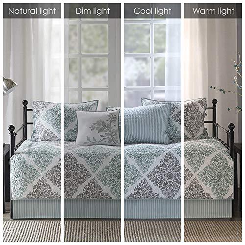 Madison Park Madison Park Daybed Cover Set - Double Sided Quilting Casual Design, All Season Bedding with Bedskirt, Matching Shams, Decorative Pillow, 75\"x39\", Diamond Aqua 6 Piece