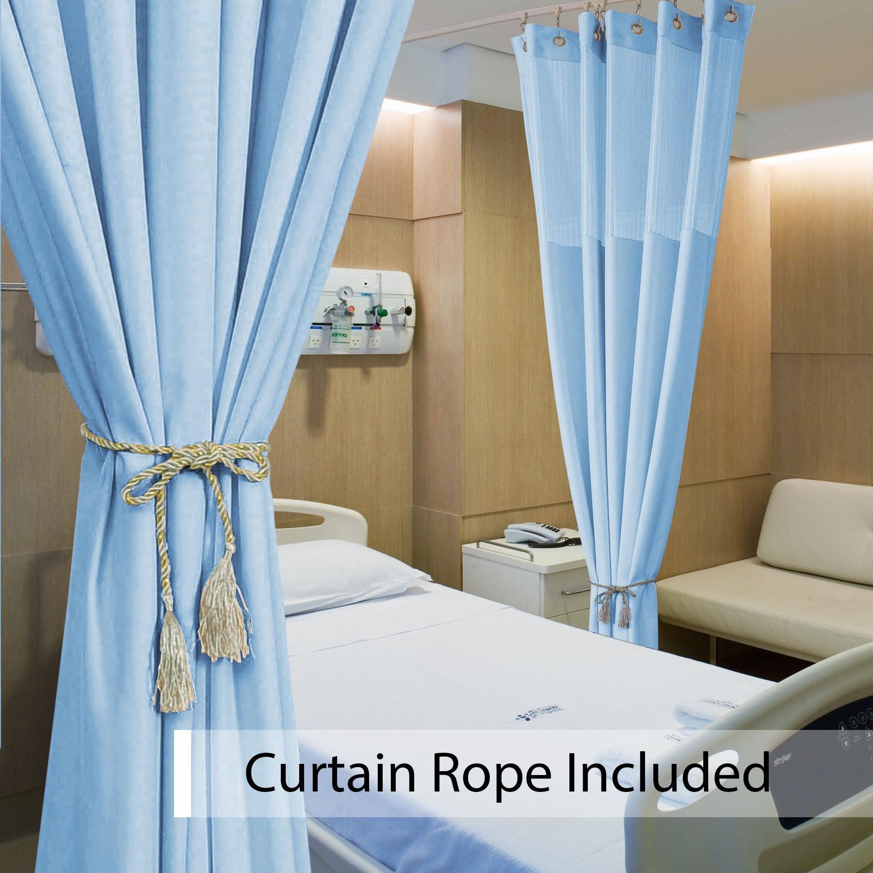 Fcosie Fcosie Blue Hospital Curtain with Grommet Extra Wider Medical Privacy Curtain for Cubicle Divider, SPA Clinic, Living Room, Student Dorm Show Room, 10ft Wide x 7ft Tall (1 PC)