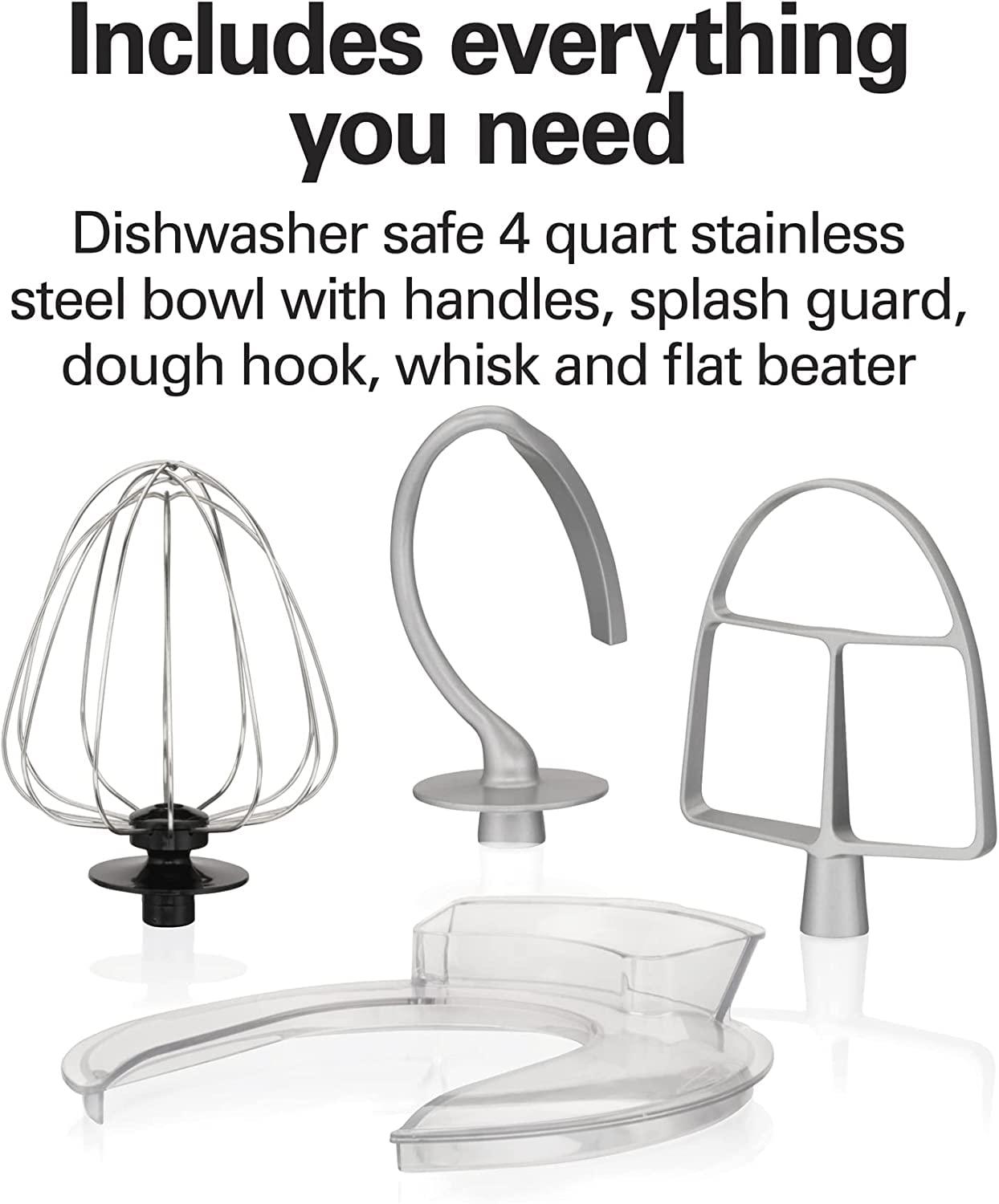 Hamilton Beach Hamilton Beach Electric Stand Mixer, 4 Quarts, Dough Hook, Flat Beater Attachments, Splash Guard 7 Speeds with Whisk, Red