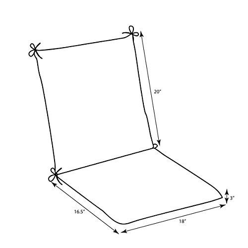 Pillow Perfect Pillow Perfect Bright Floral Indoor/Outdoor Solid Back 1 Piece Square Corner Chair Cushion with Ties, Deep Seat, Weather, and Fade Resistant, 36.5\" x 18\", Blue/Tan Lois, 1 Count