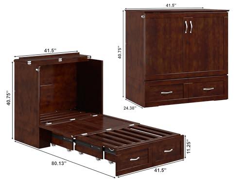 AFI AFI Hamilton Twin XL Murphy Bed Chest with Mattress, Storage, and Built-in Charger in Walnut