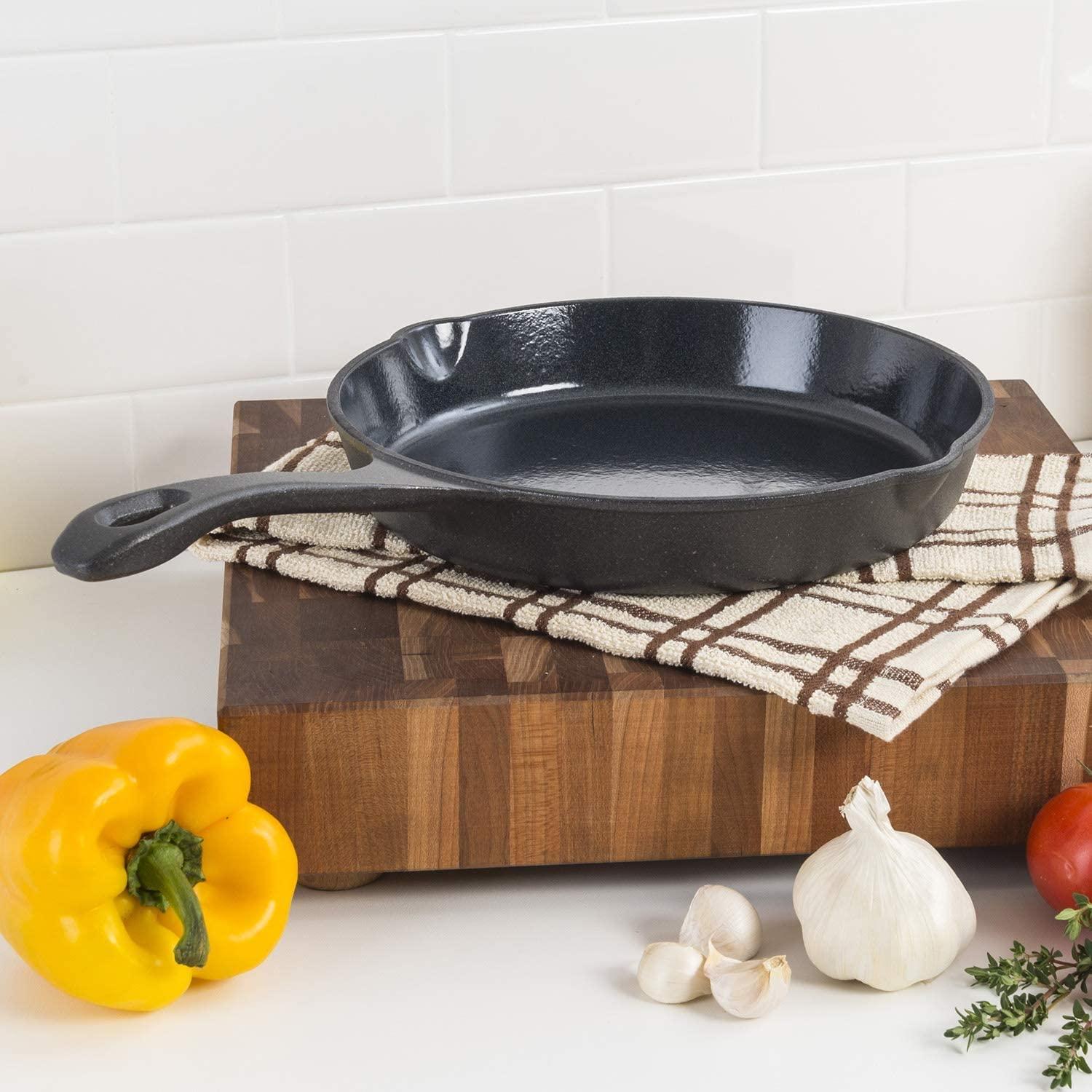 Viking Culinary Viking Culinary Enamel Cast Iron Fry Pan, 10 Inch, Ergonomic Stay-Cool Handle, Chip and Crack Resistant Coating, Grill, Oven Safe, Works on All Cooktops including Induction