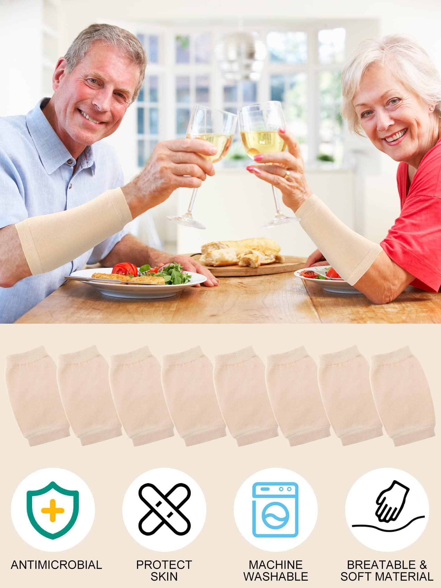 Janmercy Janmercy 9 Pairs Arm Protectors for Thin Skin and Bruising Arm Guards Elderly Protective Sleeves for Arms Gardener Working(Beige)