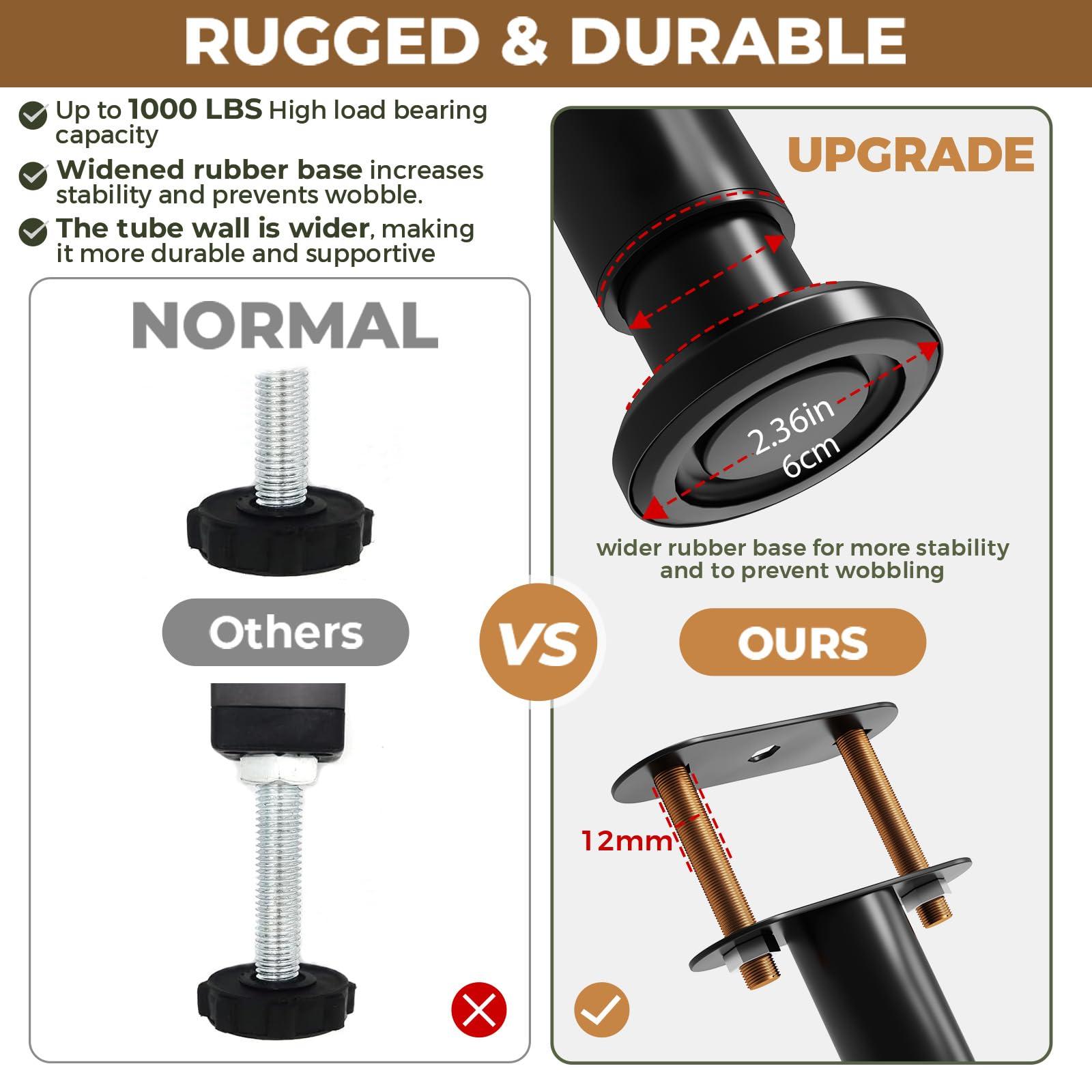 ruiru bro Adjustable Bed Frame Support Legs,Metal Bed Center Slat Heavy Support Leg,UPGRADE Under Bed Support, Bed Slat Reinforcement Kit,Bed Support Legs for Bed Frame Replacement,More Stable, More Quiet(2pcs)