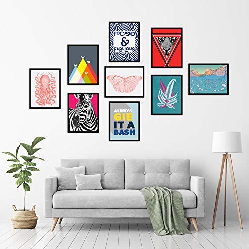 Wee Blue Coo Black Winged Stilt Reflection Bird Water Unframed Wall Art Print Poster Home Decor Premium