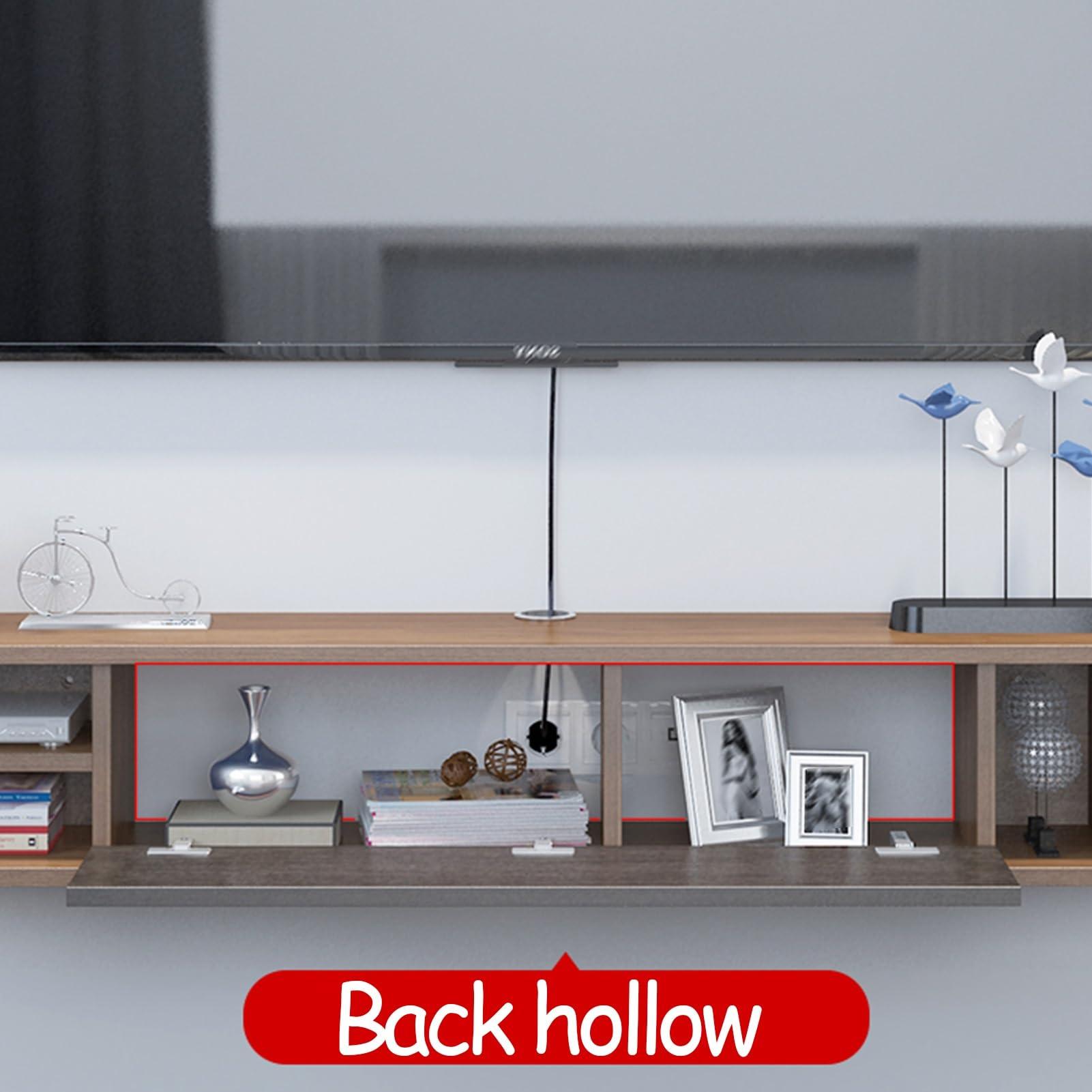 HOLGVE HOLGVE TV Stand, Entertainment Center, Wall-Mounted Tv Consoles for Living Room, Tv Cabinet Wood, Tv Stands for Living Room Bedroom, Flap Door Design(Walnut,140x22.7cm/59x8.9in)