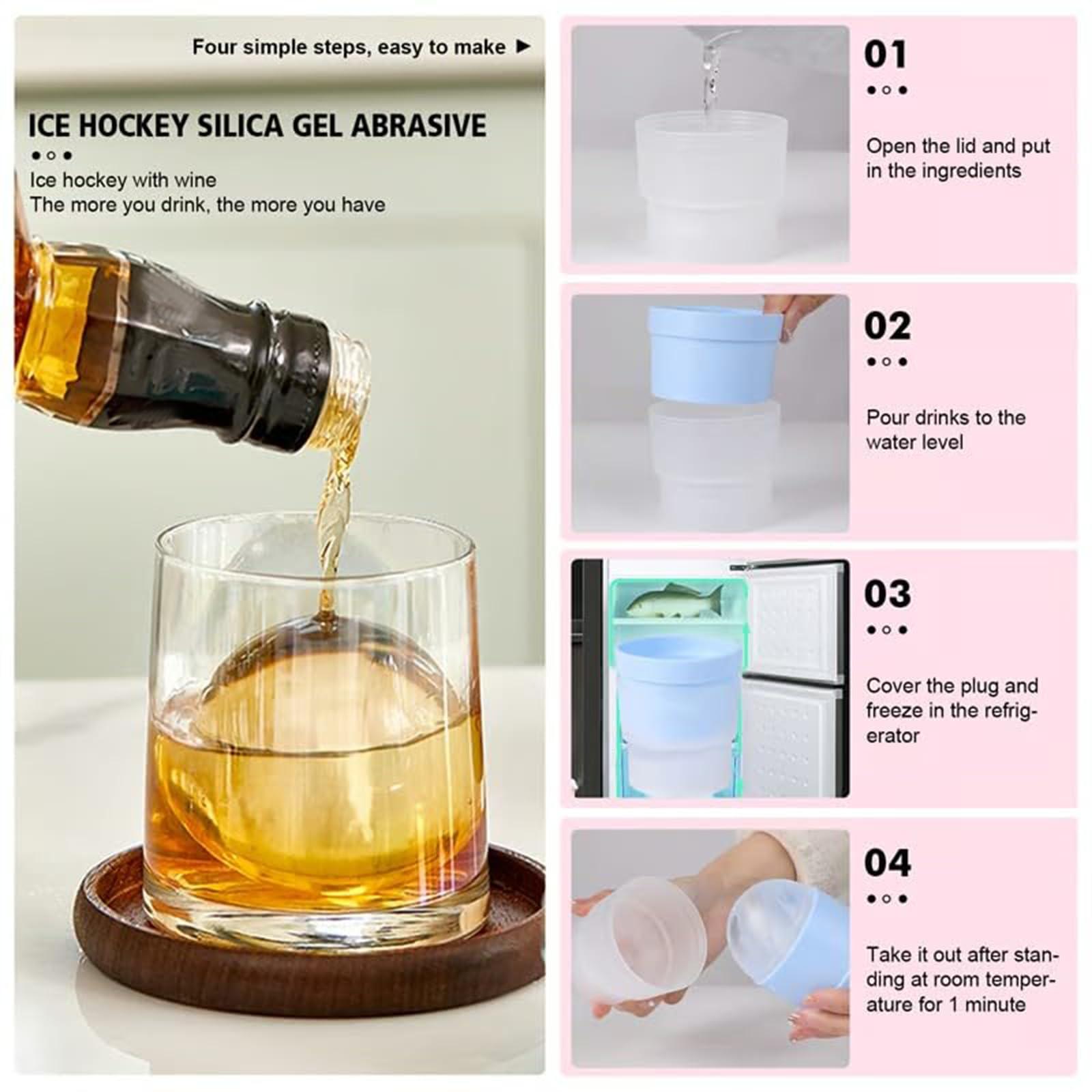 citosisk Food Grade Stackable Slow Melting DIY Ice Ball for Cocktail Whiskey, Ice Cube Silicone Mold, 2.5 Inch Big Ice Spheres, Whiskey Ice Cubes Mold, Ice Cube Silicone Mold (2, White)