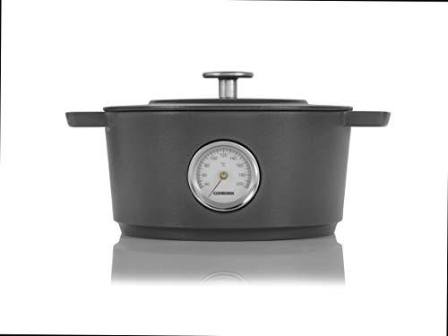 Cuisipro Combekk RAILWAY Recycled Enameled Cast Iron 4.25 Quart Dutch Oven w/ Thermometer, Concrete, 9.5\"