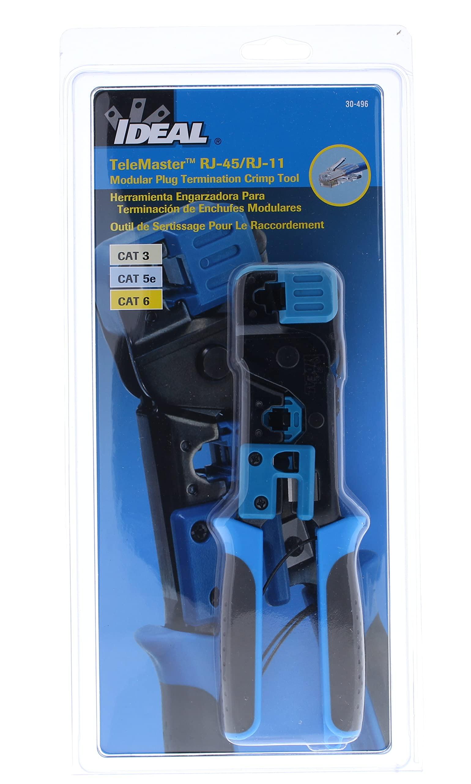 Ideal Industries IDEAL Electrical 30-496 Telemaster Modular Plug Crimp Tool, Crimping Tool for CAT5e/6 RJ-45 (8P8C)/RJ-11/12 (6P6C/6P4C) Modular Plugs