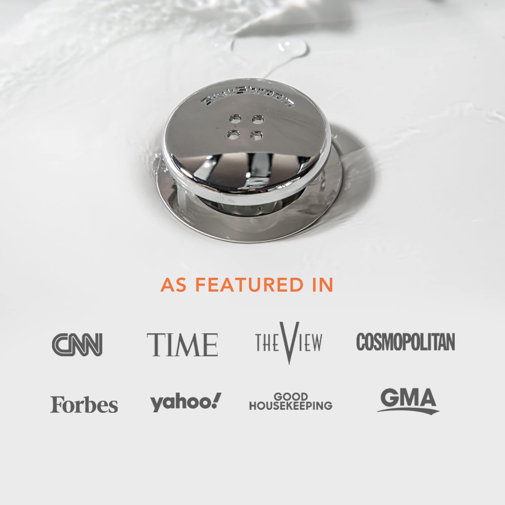 SinkShroom SinkShroom Revolutionary Bathroom Sink Drain Protector Hair Catcher, Strainer, Snare, Silicone , Brushed, Sinkshroom Chrome Edition, 1\" -1.4\"