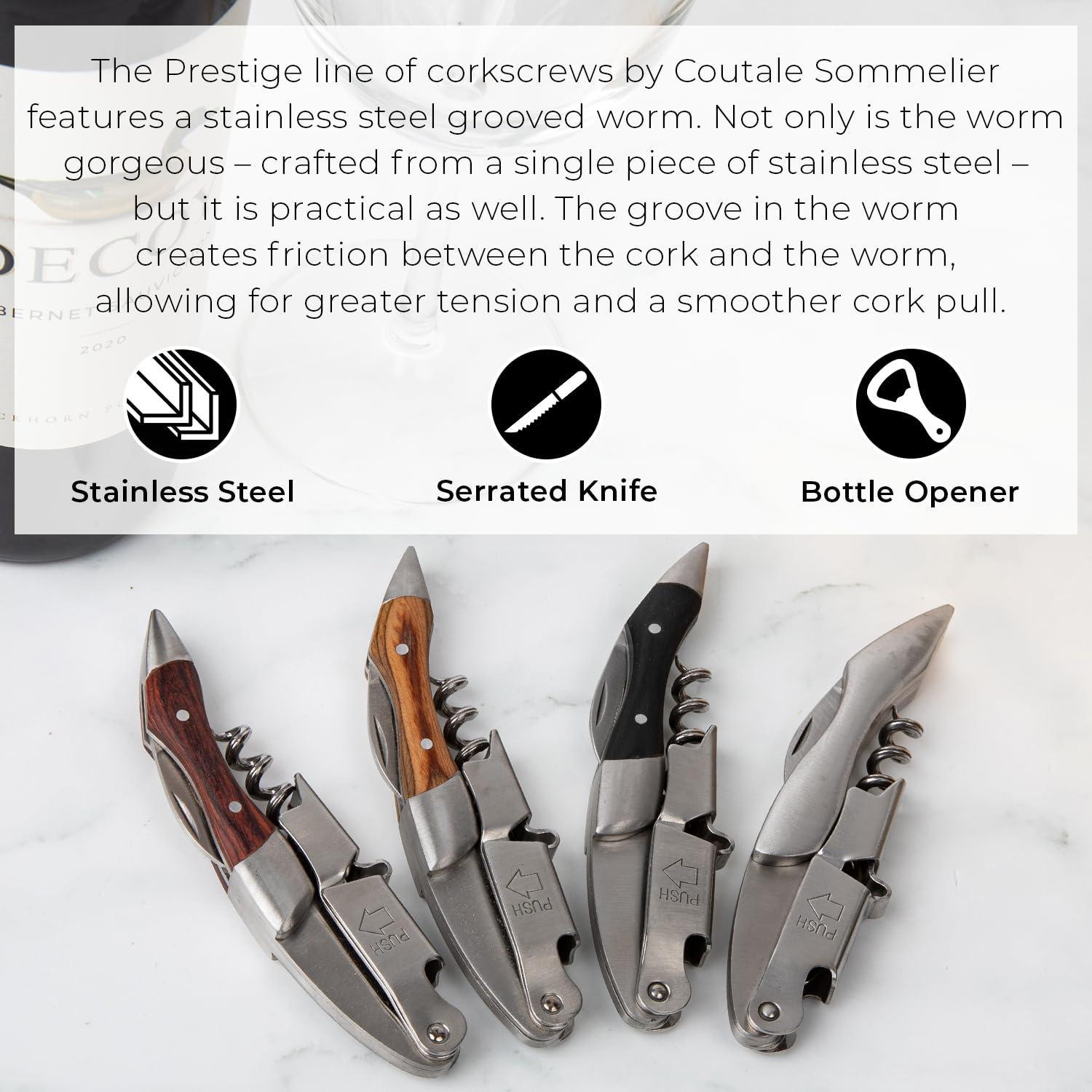 Coutale Sommelier Prestige Rosewood By Coutale Sommelier - The French Patented Spring-Loaded Double Lever Waiters Corkscrew