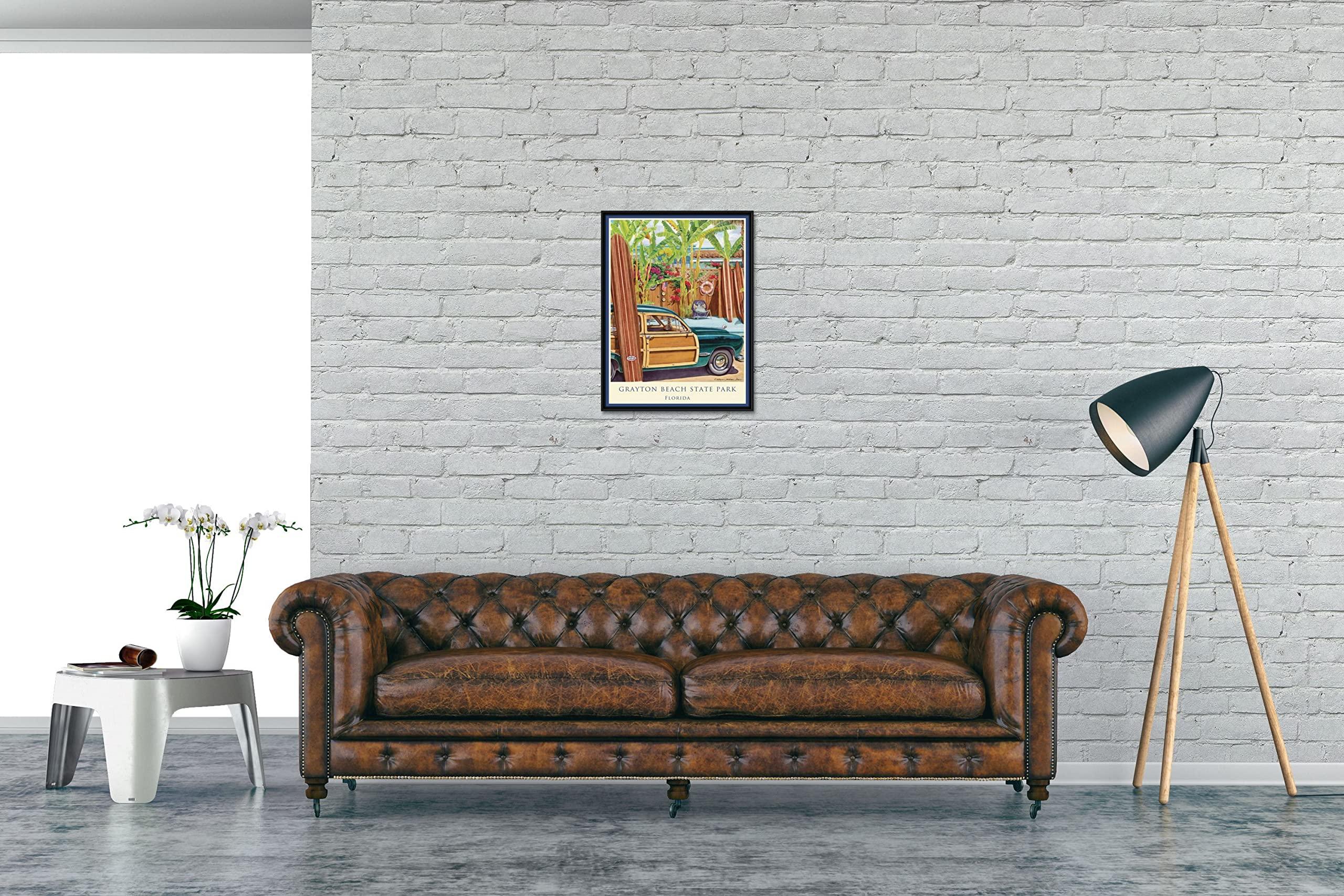 Northwest Art Mall Grayton Beach State Park Florida Beach Access Professionally Framed Giclee Archival Canvas Wall Art for Home & Office by Artist Evelyn Jenkins Drew 18\" x 24\"