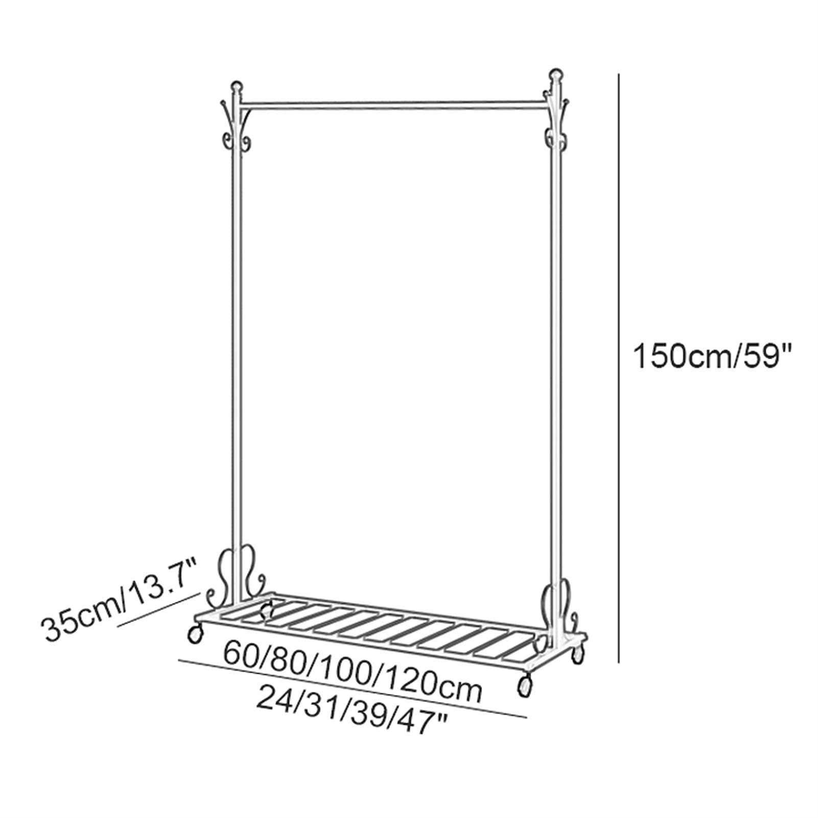 LIFOND Clothes Rail Garment Rack Clothes Rack on Wheels,Clothes Rail with Shoe rackl,Apply to Bedroom, Living Room,Easy to Assemble Stand Clothes Rod for Bedroom Decor, Black D