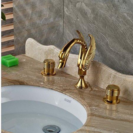 GOWE GOWE Luxury Golden Brass Bathroom Basin Faucet Widespread Vanity Sink Mixer Tap